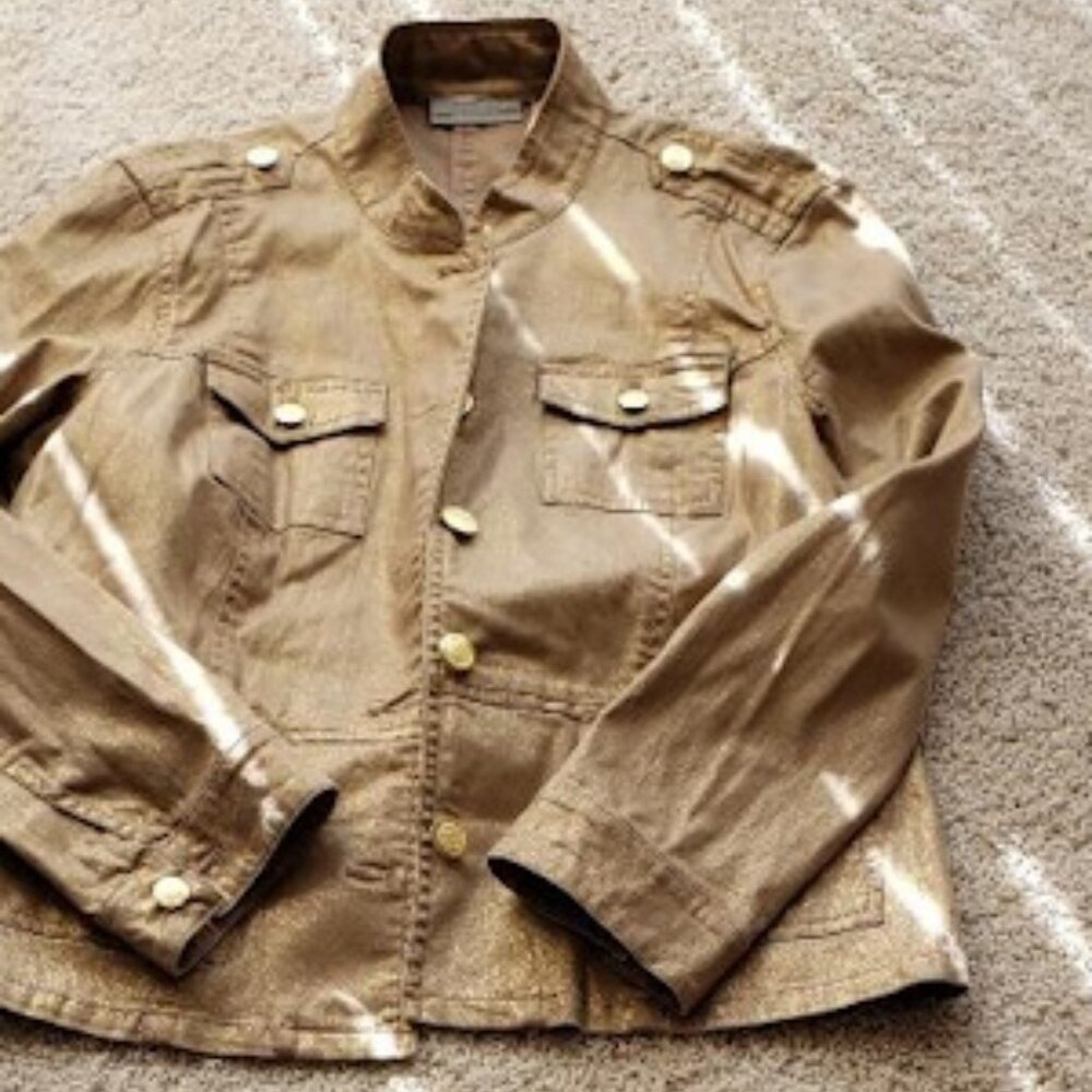 Chico’s Golden Spring Buttoned Cotton Denim Jacket